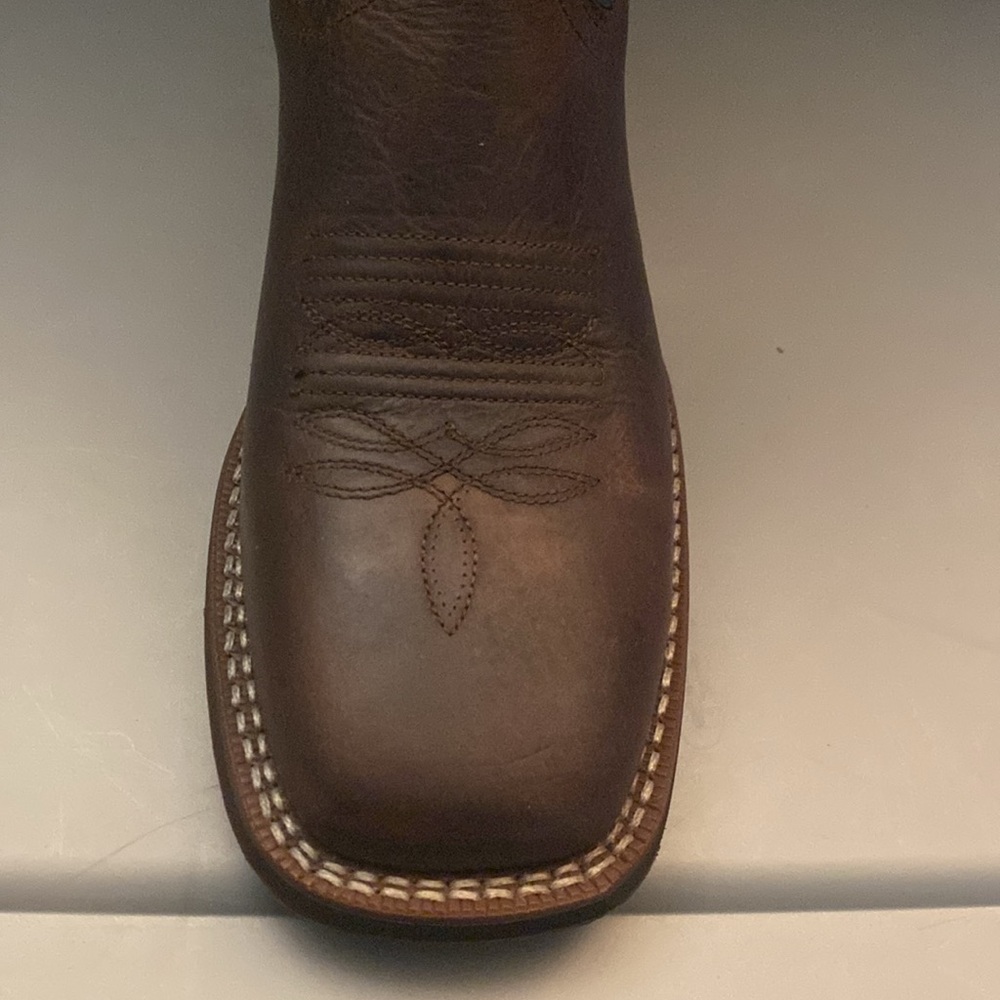LAREDO MEN'S RUST SHLDR PRT/Navy BS BLUE LEATHER COWBOY BOOTS 7459 - Picture 16 of 17